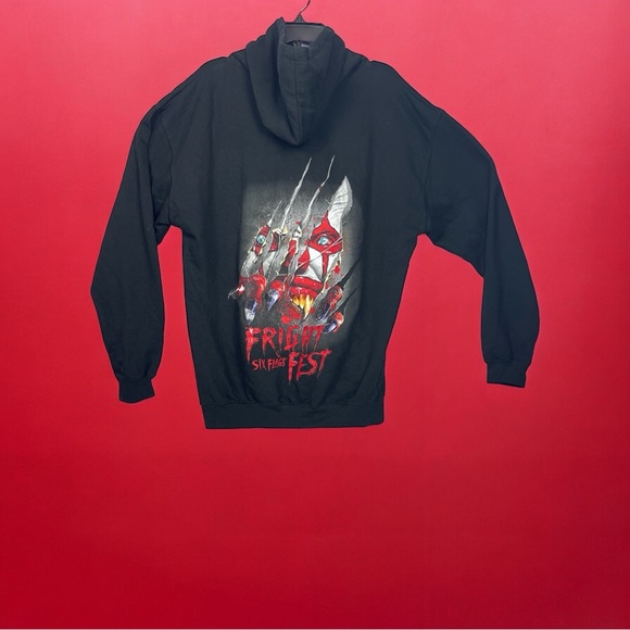Just Hoods By AWDis Six Flags Fright Fest Long Sleeve Black Hoodie Size XL NWT - Picture 2 of 9